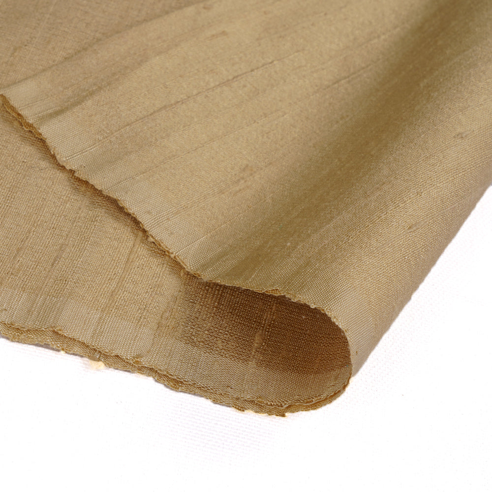 (Pre Cut 1.65 Mtr Piece) Golden Color Dupion Silk Fabric
