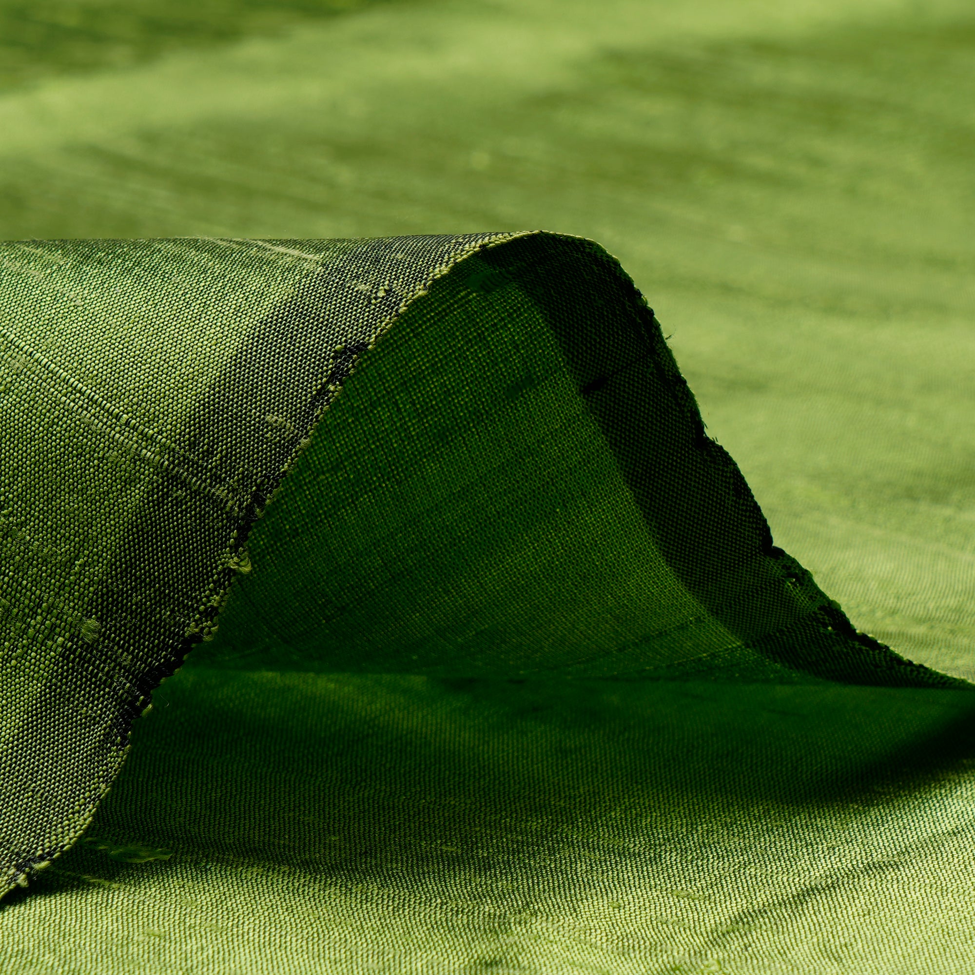 (Pre Cut 2 Mtr )Light Green Dupion (Raw) Silk Fabric