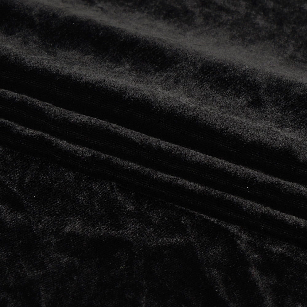 (Pre Cut 1.20 Mtr Piece) Black Color Velvet Silk Fabric