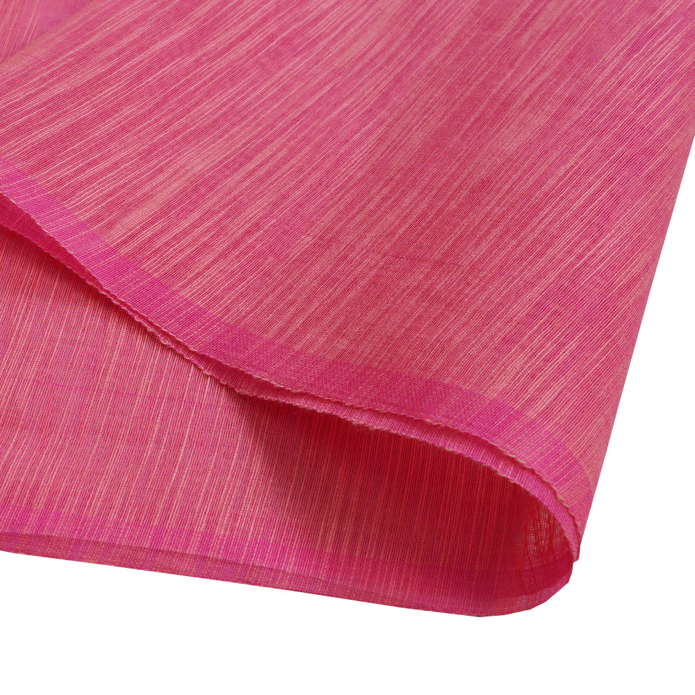 (Pre Cut 1 Mtr Piece) Pink Color Slub Chanderi Fabric