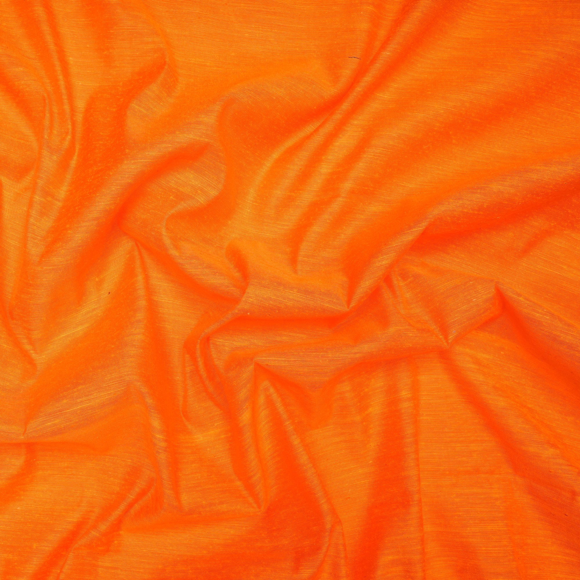 (Pre Cut 1.90 Mtr )Orange Slub Chanderi Fabric