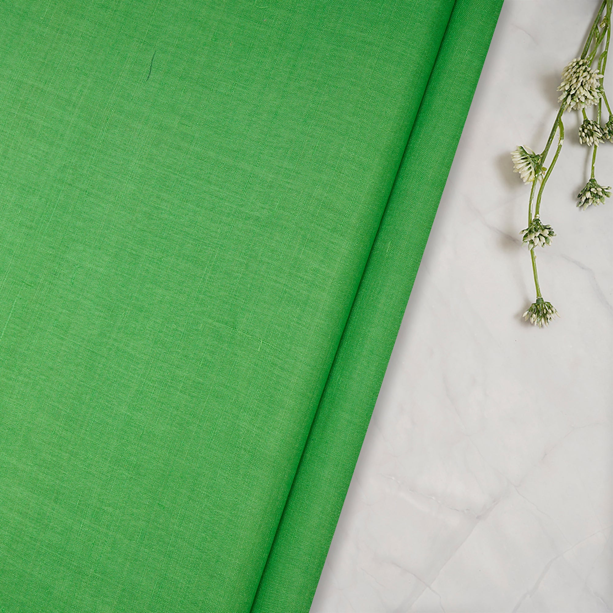 (Pre-Cut 2.90 Mtr) Green Color Matka Silk Fabric