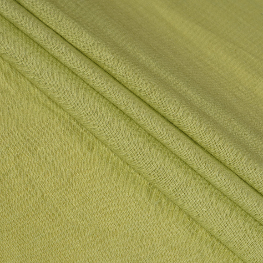 (Pre Cut 1.15 Mtr Piece) Lime Green Color Muslin Cotton Fabric