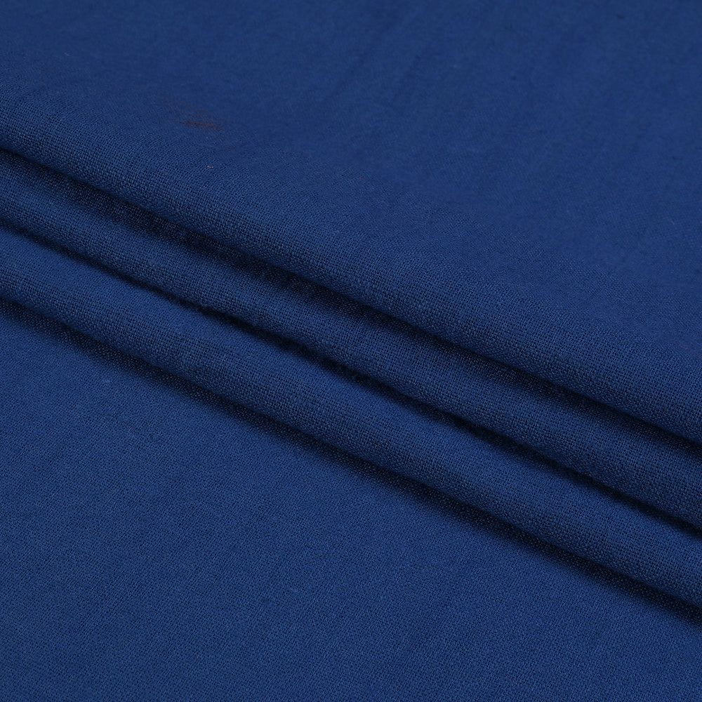 (Pre Cut 1.45 Mtr Piece) Blue Color Handwoven Handspun Cotton Muslin Fabric