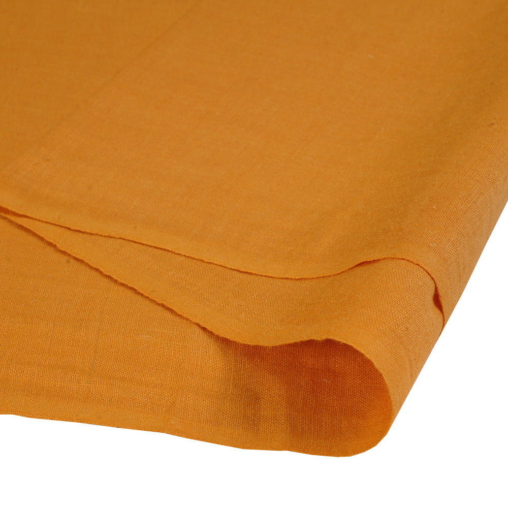 (Pre Cut 1.85 Mtr Piece) Butterscotch Color Handwoven Handspun Cotton Muslin Fabric