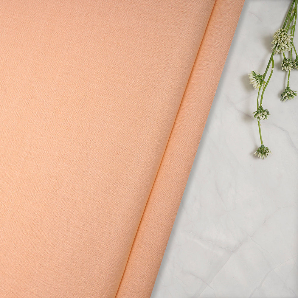 (Pre-Cut 4.60 Mtr) Light Peach Color Muslin Cotton Fabric