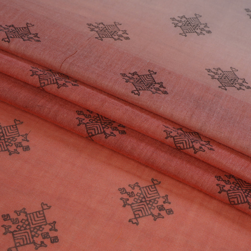 (Pre Cut 0.70 Mtr Piece) Multi Color Printed Pure Chanderi Fabric