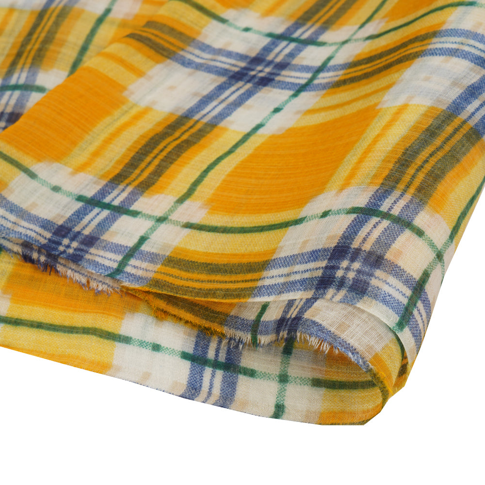 (Pre Cut 2.35 Mtr Piece) Yellow Color Printed Pure Muslin Fabric