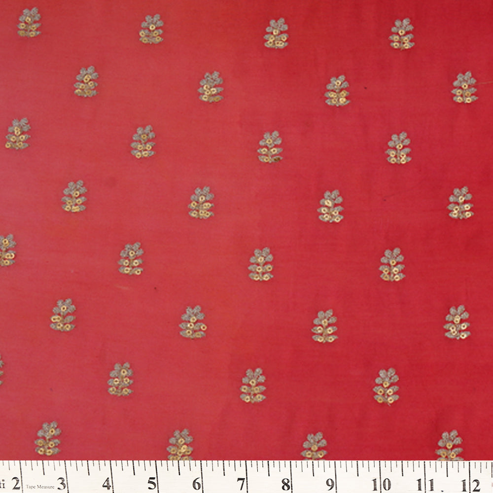 (Pre Cut 3 Mtr Piece) Multi Color Embroidered Ombre Dyed Pure Chanderi Fabric