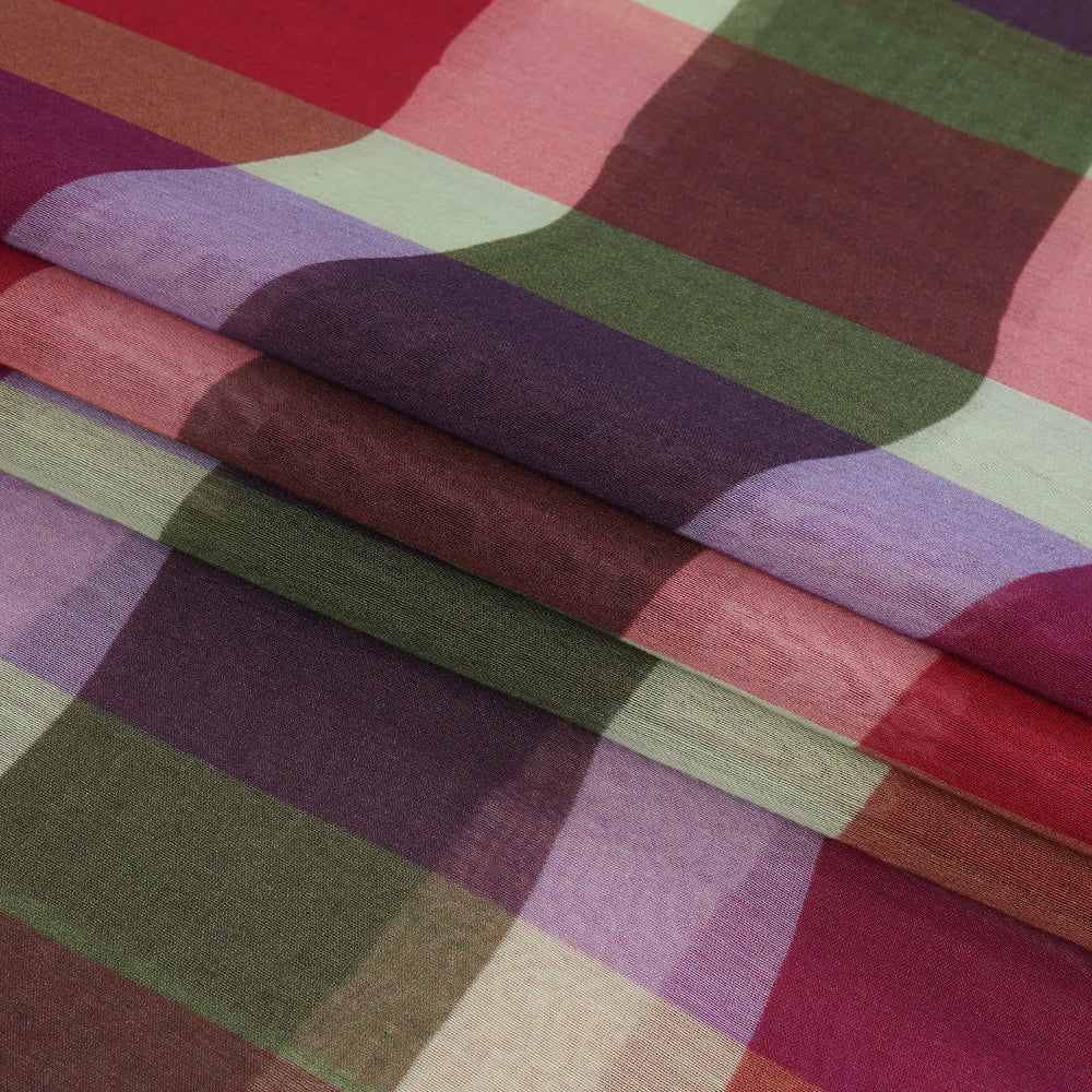 (Pre Cut 2 Mtr Piece) Multi Color Digital Printed Pure Chanderi Fabric