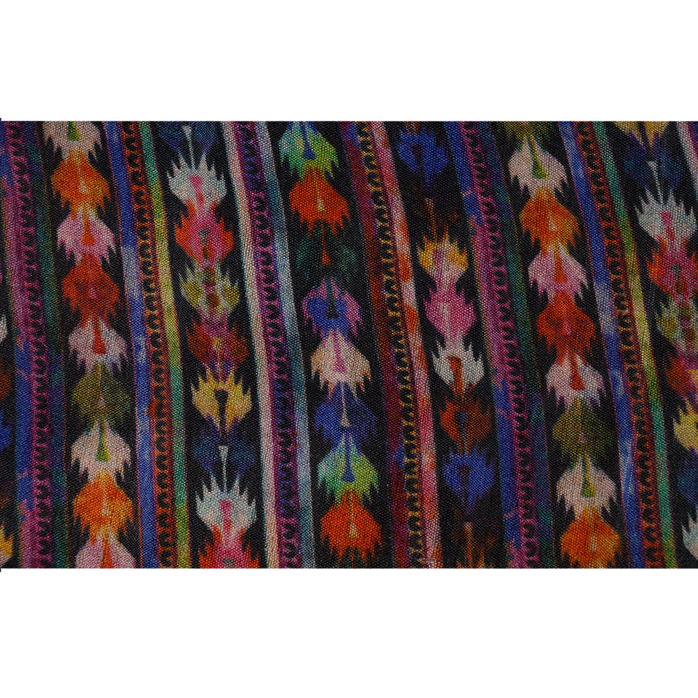 (Pre Cut 2.25 Mtr Piece) Multi Color Digital Printed Tussar Silk Fabric