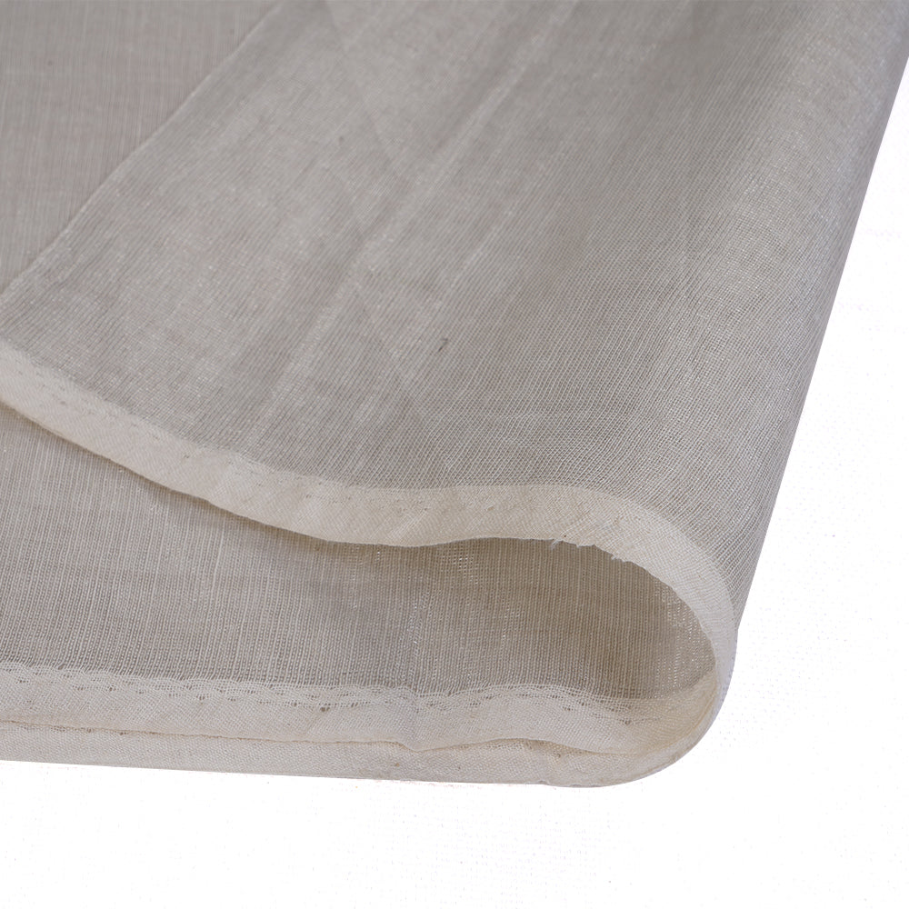 (Pre Cut 0.75 Mtr Piece) Silver Color Handwoven Chanderi Tissue Fabric