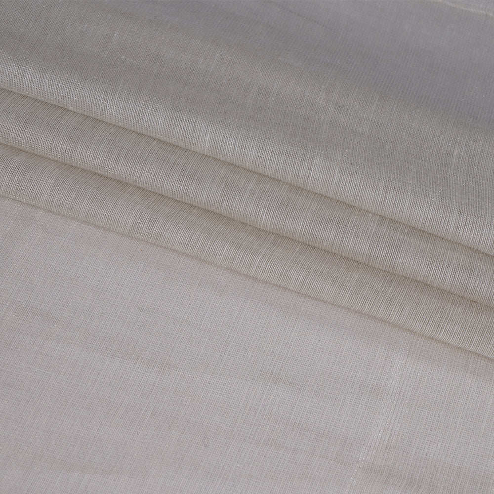 (Pre Cut 0.75 Mtr Piece) Silver Color Handwoven Chanderi Tissue Fabric