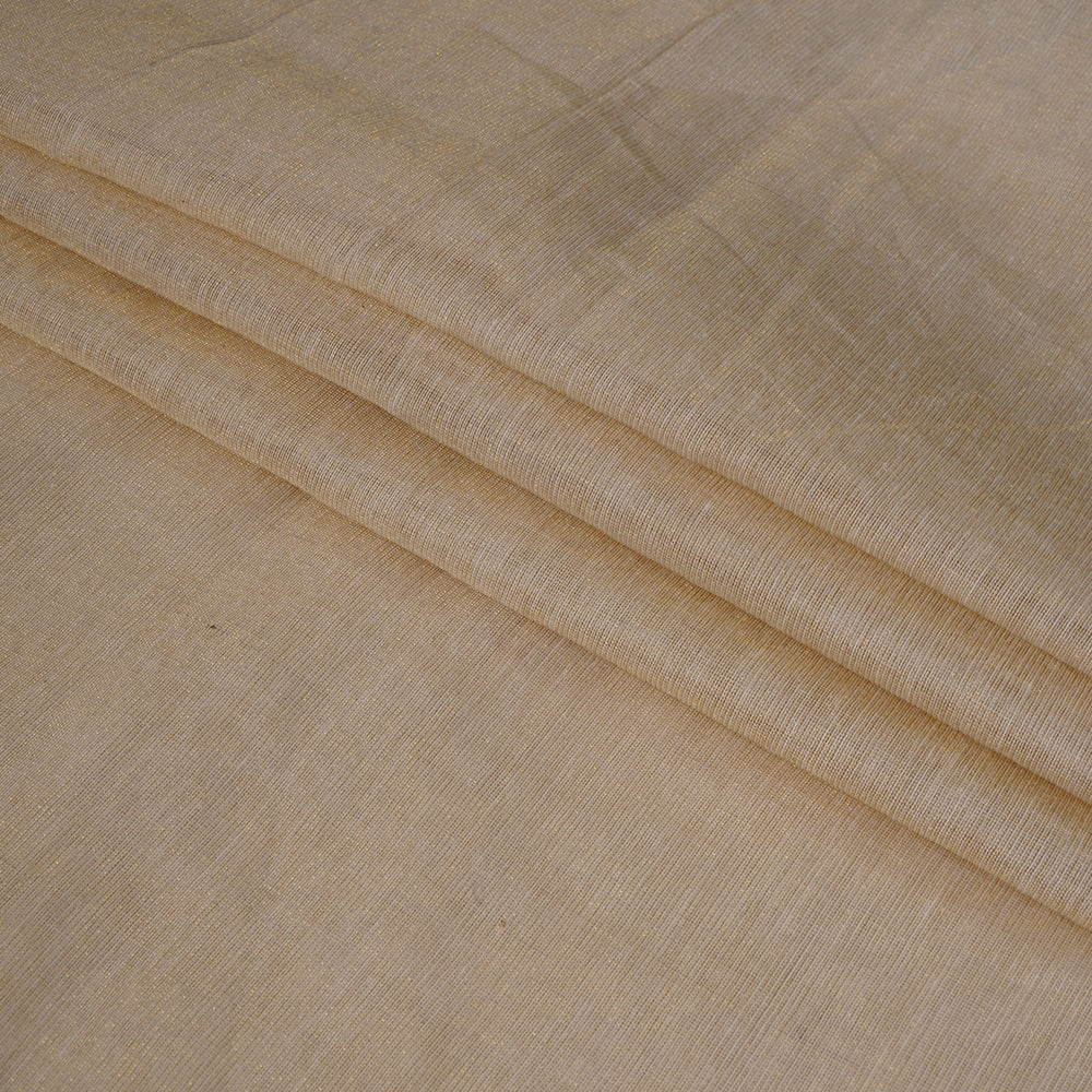 (Pre Cut 2.15 Mtr Piece) Gold Color Handwoven Chanderi Tissue Fabric