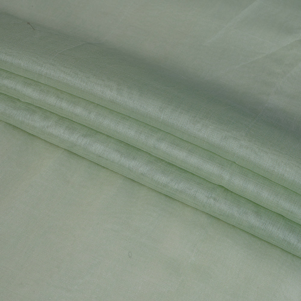 (Pre Cut 1.45 Mtr Piece) Mint Color Banarasi 2/3 Organza Silk Fabric