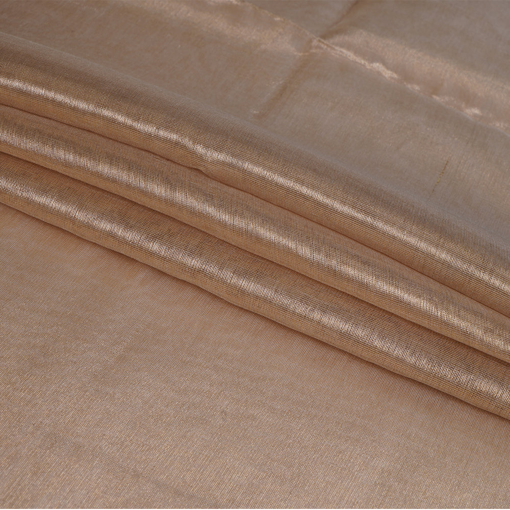 (Pre Cut Pre-Cut Fabrics>>Cut Piece Upto 1 Metre) Golden Color Blended Tissue Silk Fabric