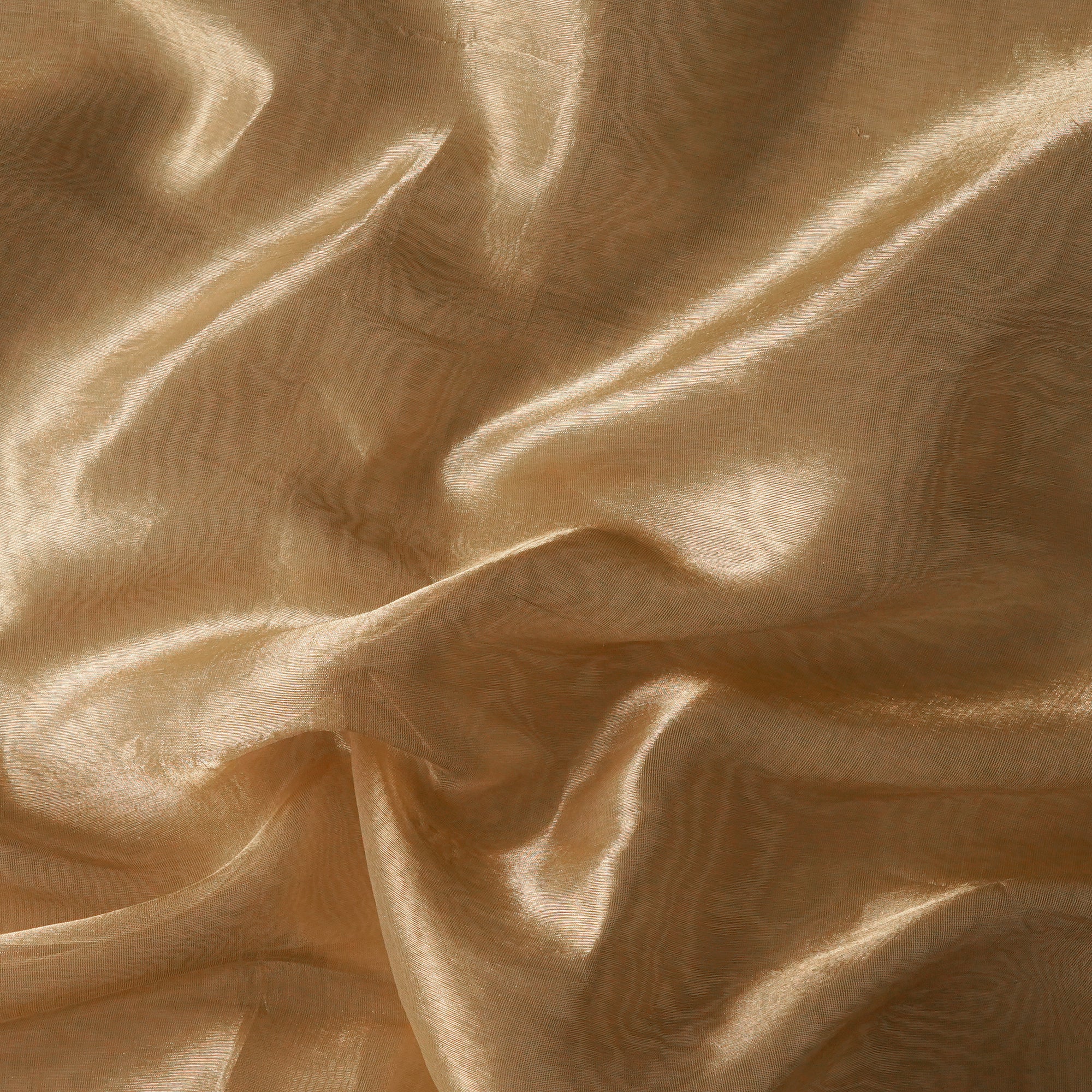(Pre-Cut 2.00 Mtr) Golden Color Blended Tissue Silk Fabric