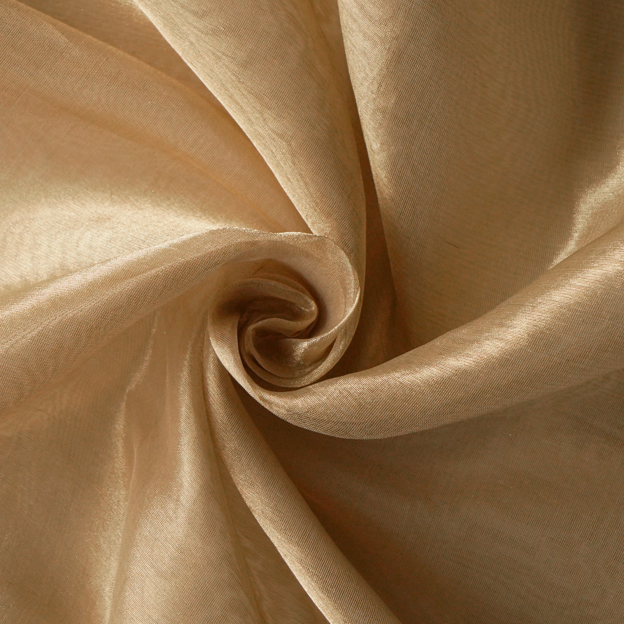 (Pre-Cut 2.00 Mtr) Golden Color Blended Tissue Silk Fabric