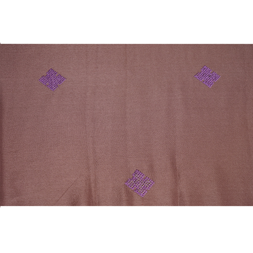 (Pre Cut 2.80 Mtr Piece) Saddle Color Embroidered Crepe Fabric