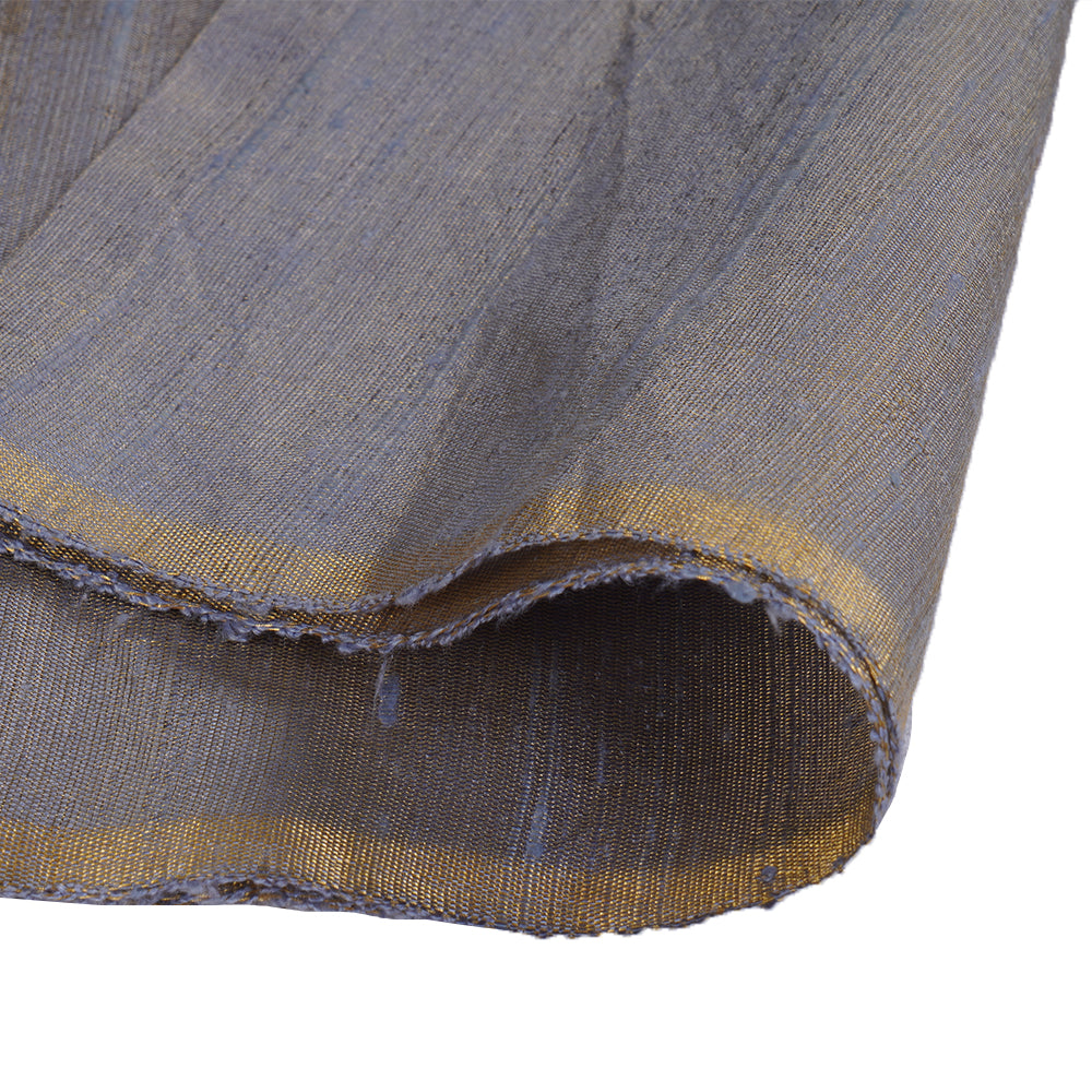 (Pre Cut 1.10 Mtr Piece) Grey Color Dupion Tissue Silk Fabric