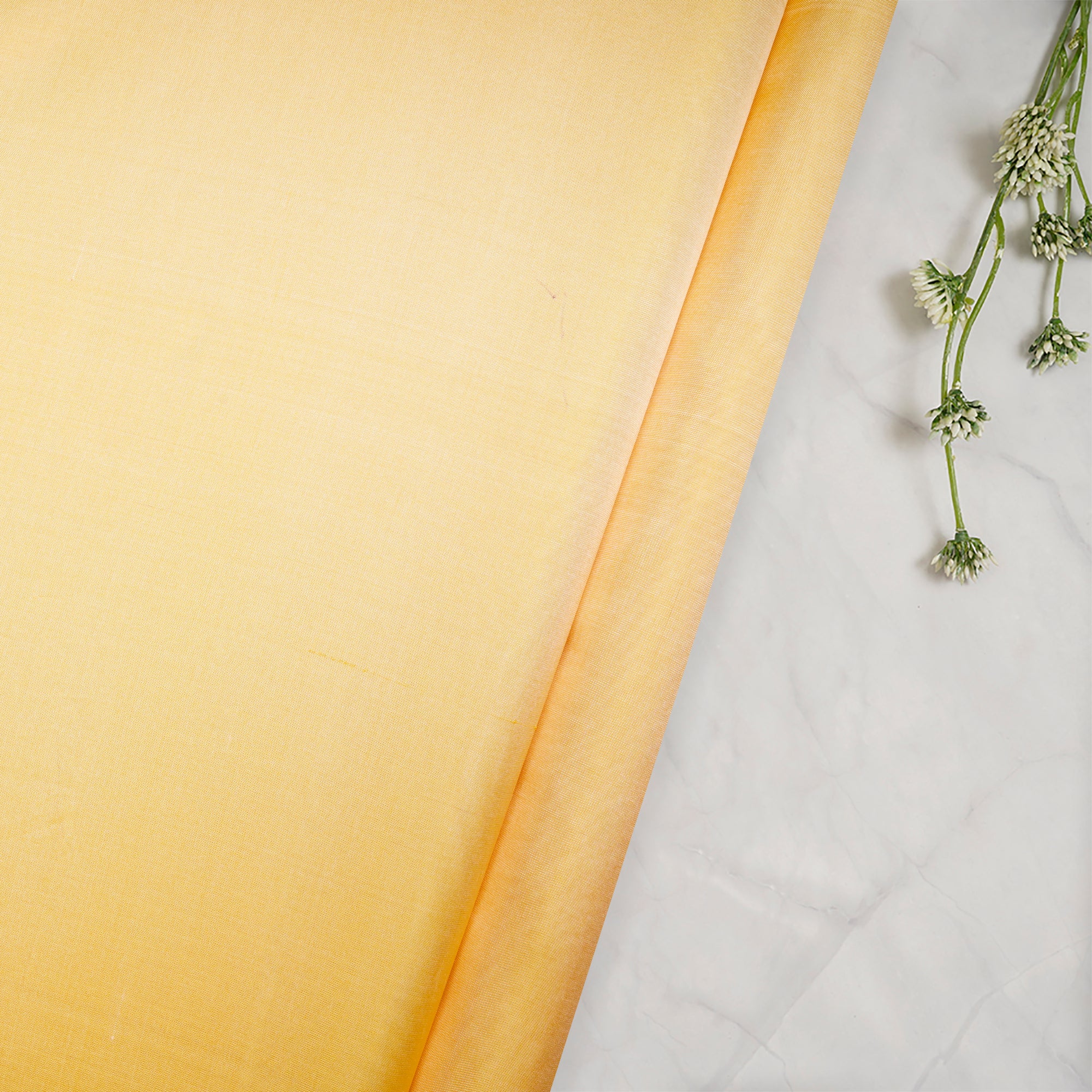 (Pre Cut 3.90 Mtr Piece) Yellow Color Bangalore Silk Fabric