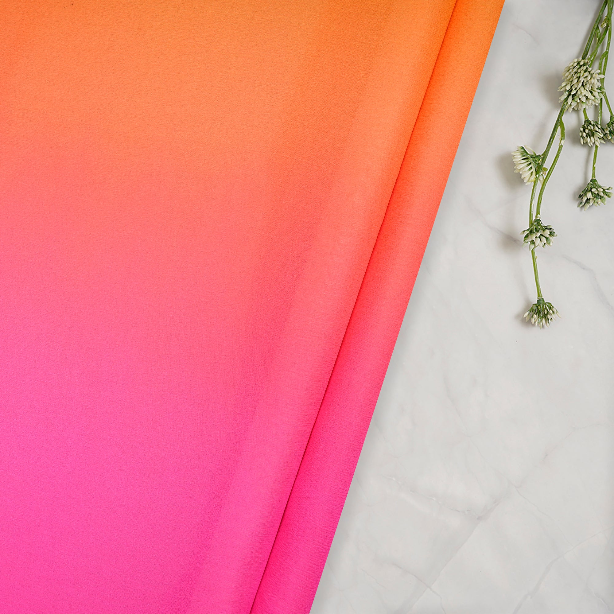 (Pre Cut 1.60 Mtr Piece) Multi Color Ombre Dyed Chiffon Silk Fabric