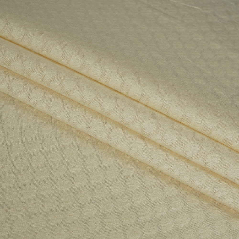 (Pre Cut 1.10 Mtr Piece) Cream Color Chanderi Jacquard Fabric