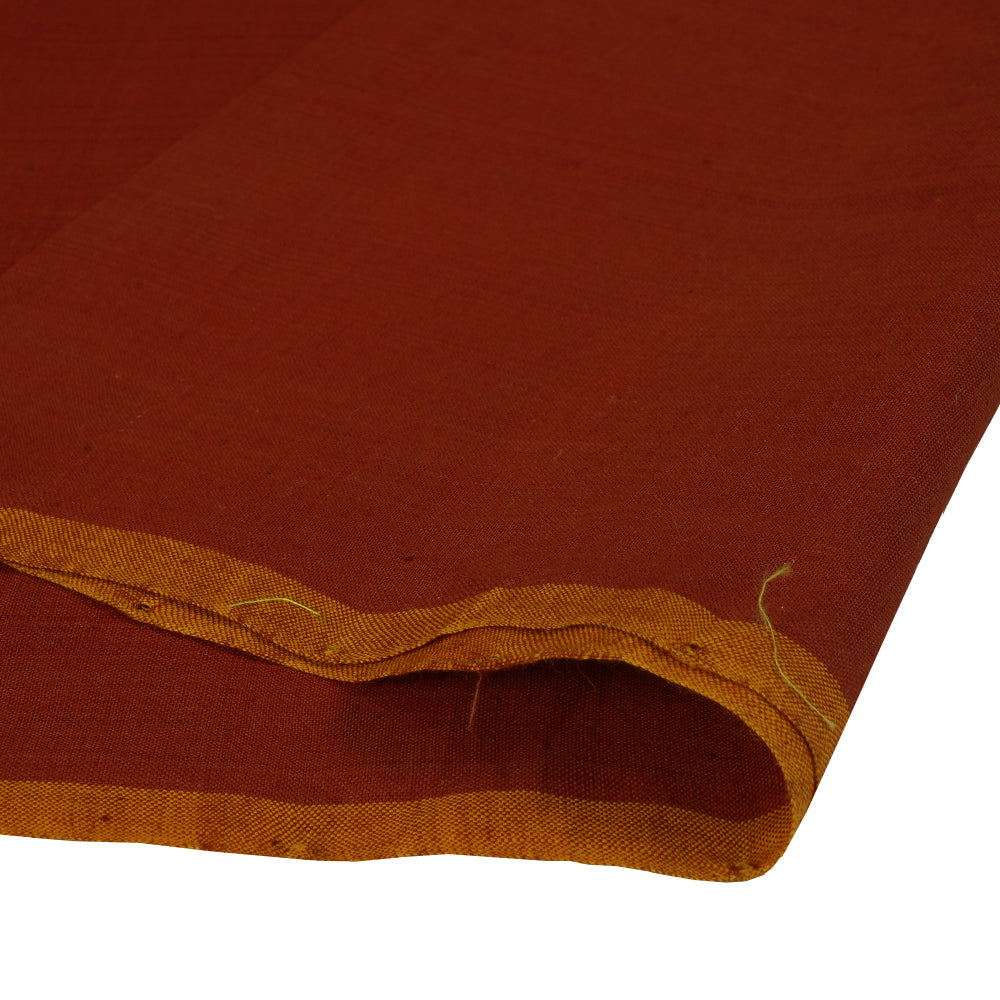 (Pre Cut 1.20 Mtr Piece) Brick Red Color Mangalgiri Cotton Fabric