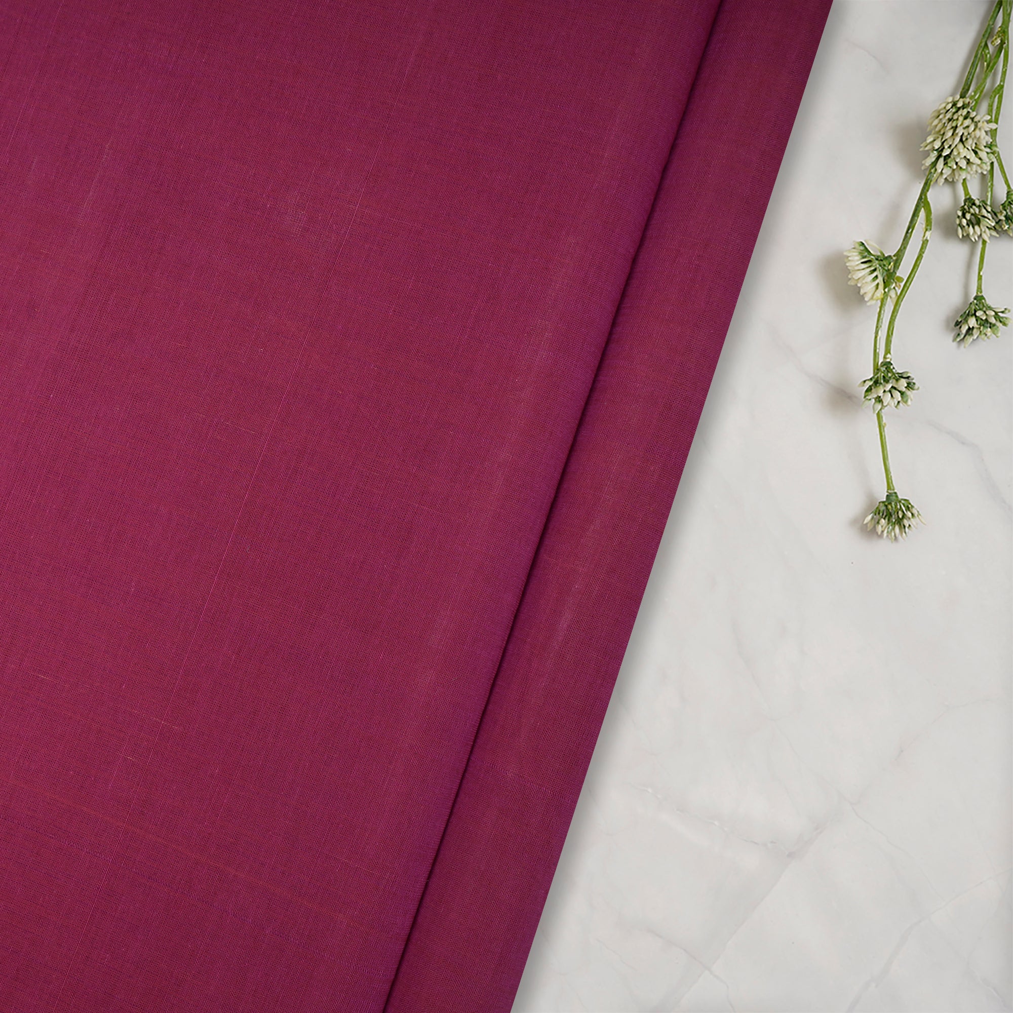 (Pre-Cut 4.30 Mtr) Dark Raspberry Color Mangalgiri Cotton Fabric