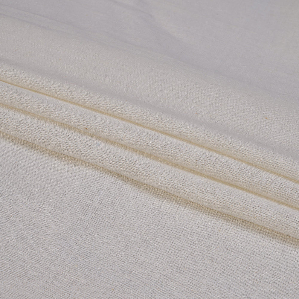 (Pre Cut 1.70 Mtr Piece) Off-White Color Natural Matka Silk Fabric