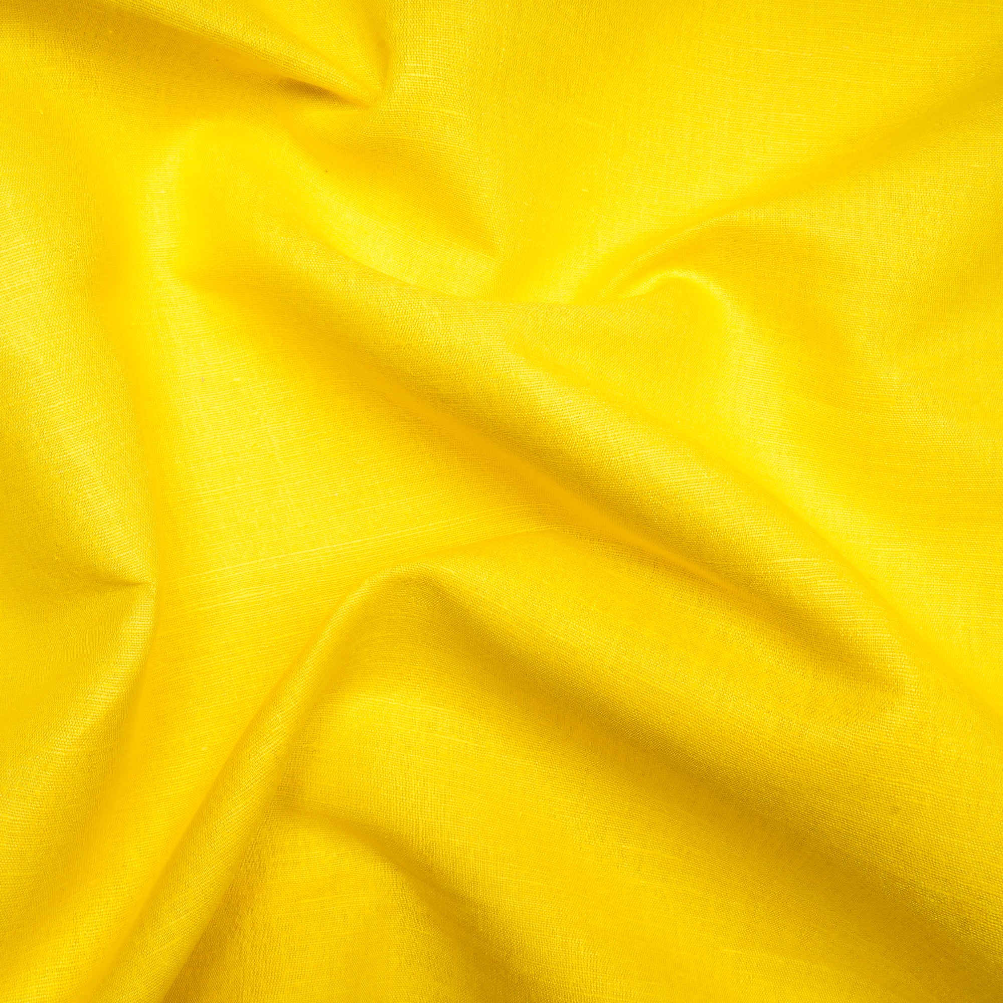 (Pre Cut 4.10 Mtr )Yellow Plain Matka Silk Fabric