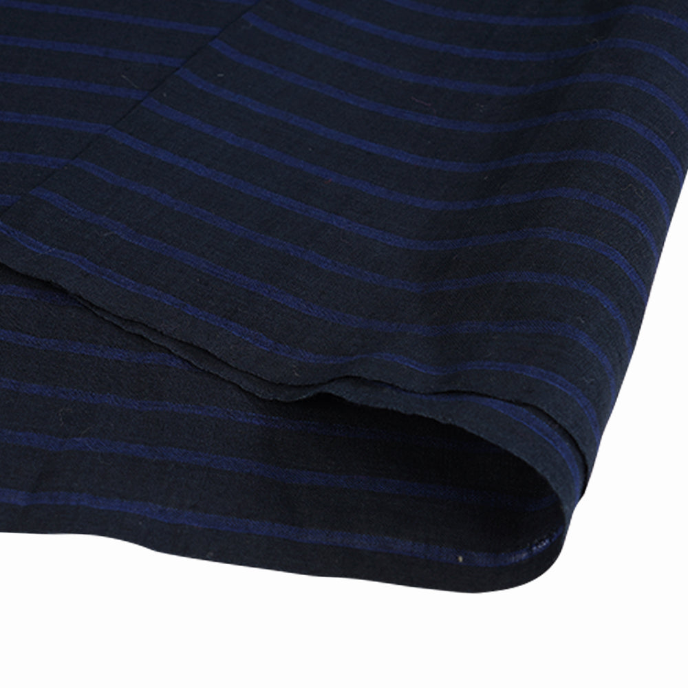(Pre Cut 2 Mtr Piece) Black-Navy Color Yarn Dyed Cotton Muslin Fabric