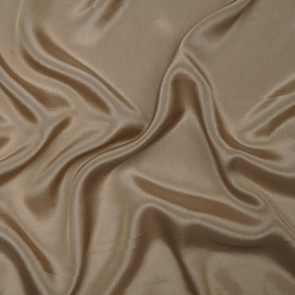 (Pre-Cut 1.25 Mtr) Khaki Color Piece Dyed Bemberg Crepe Fabric