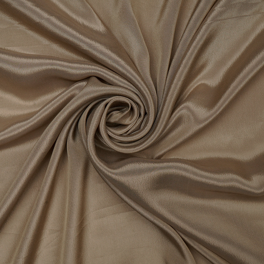 (Pre-Cut 1.25 Mtr) Khaki Color Piece Dyed Bemberg Crepe Fabric