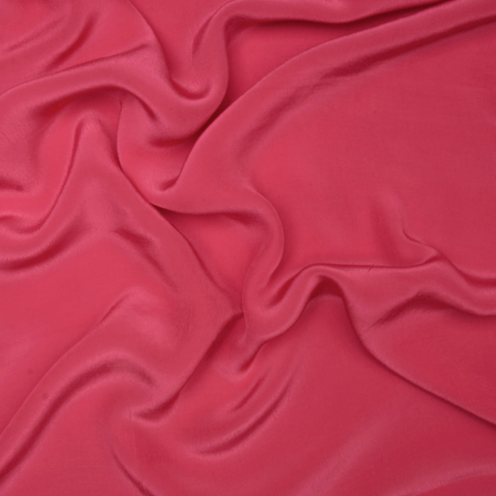 (Pre-Cut 2.00 Mtr) Pink Color Piece Dyed Bemberg Crepe Fabric