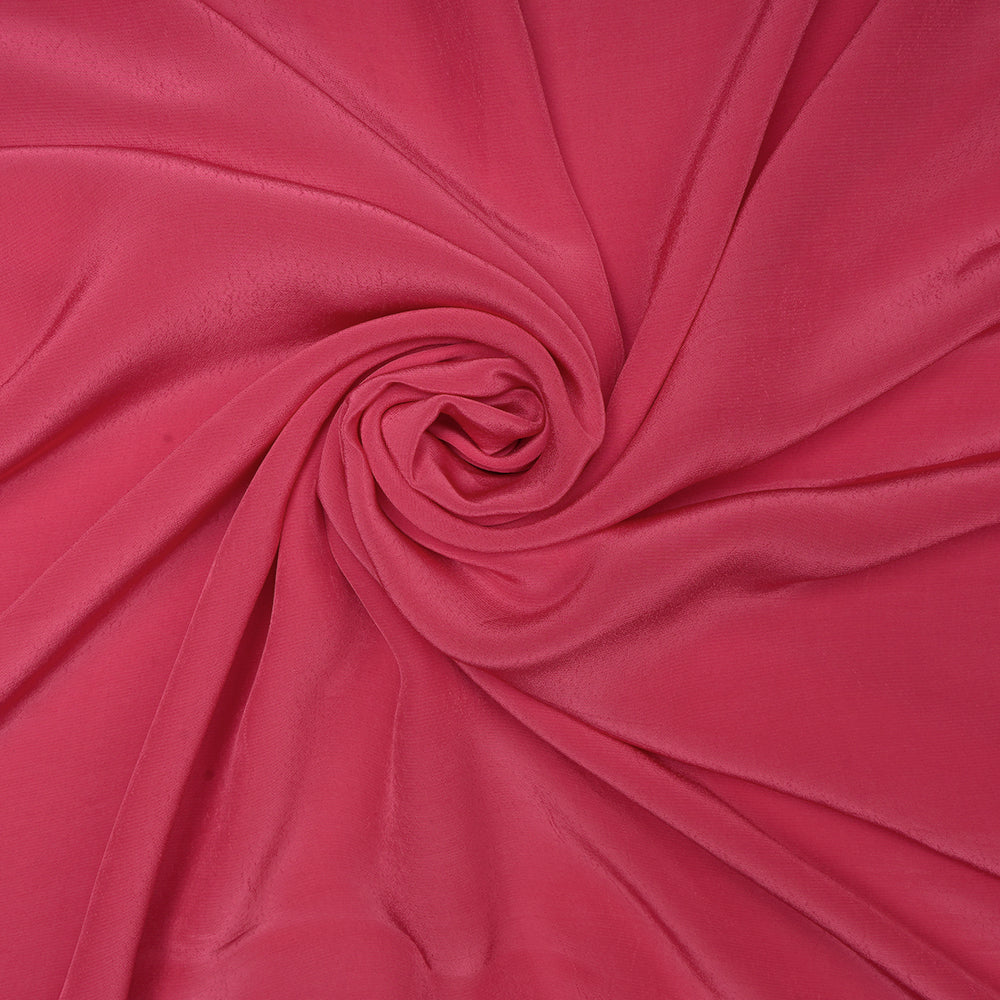 (Pre-Cut 2.00 Mtr) Pink Color Piece Dyed Bemberg Crepe Fabric