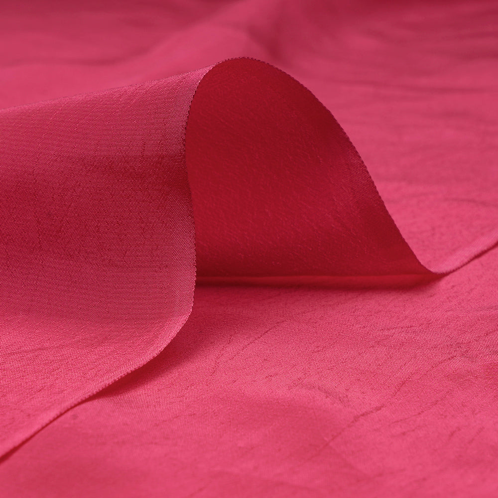 (Pre-Cut 2.00 Mtr) Pink Color Piece Dyed Bemberg Crepe Fabric