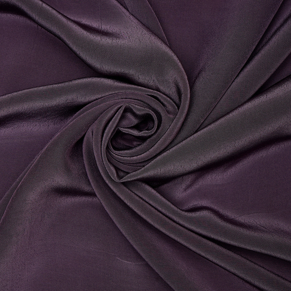 (Pre-Cut 2.00 Mtr) Dark Grey Color Piece Dyed Bemberg Crepe Fabric