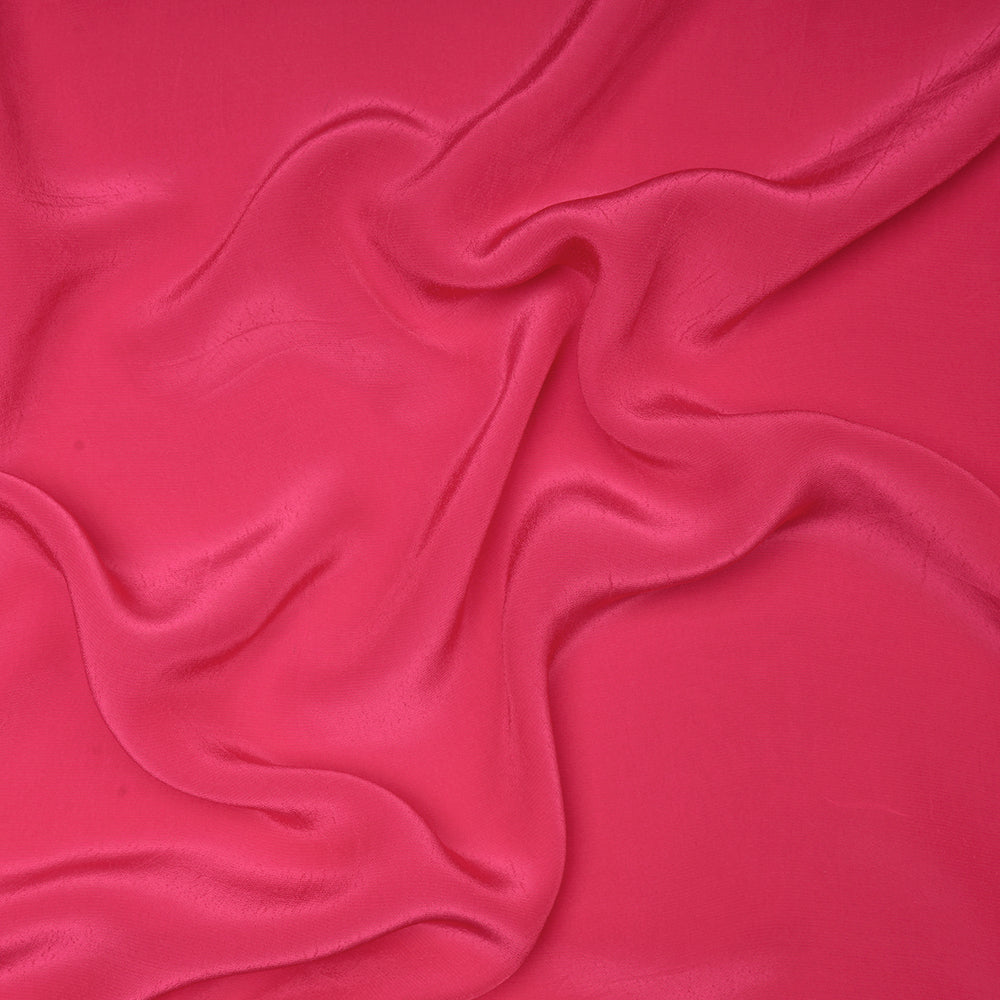 (Pre-Cut 2.30 Mtr) Pink Color Piece Dyed Bemberg Crepe Fabric