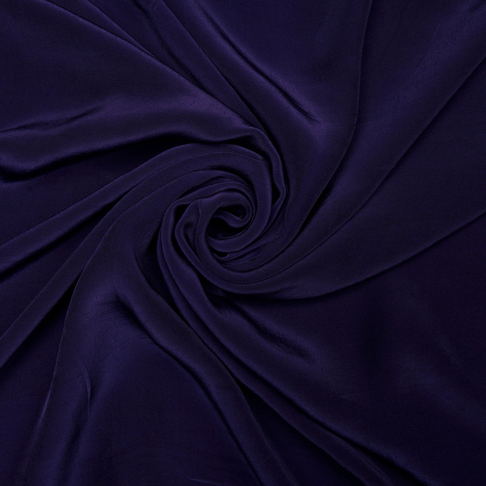 (Pre-Cut 2.40 Mtr) Dark Blue Color Piece Dyed Bemberg Crepe Fabric