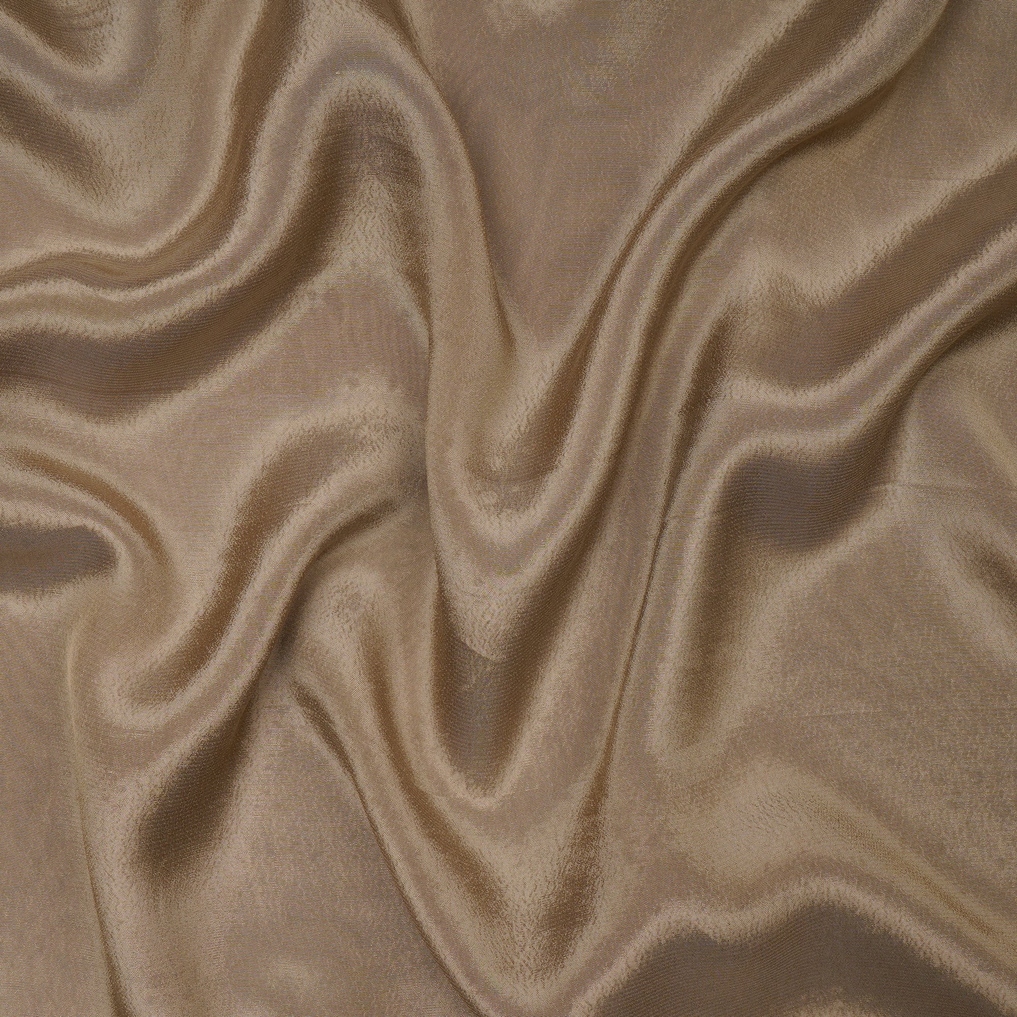 (Pre-Cut 4.20 Mtr) Khaki Color Piece Dyed Bemberg Crepe Fabric