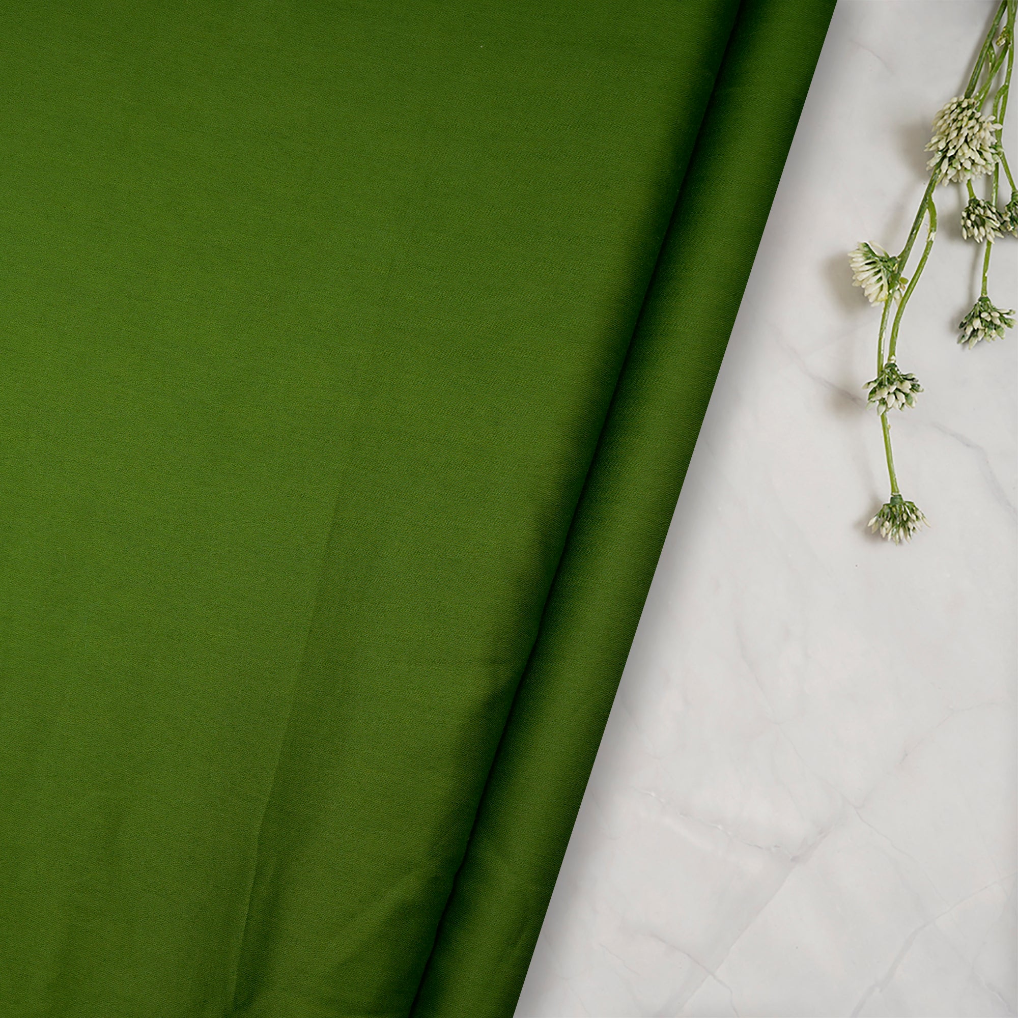 (Pre Cut 4.50 Mtr) Green Mill Dyed Cotton Satin Fabric