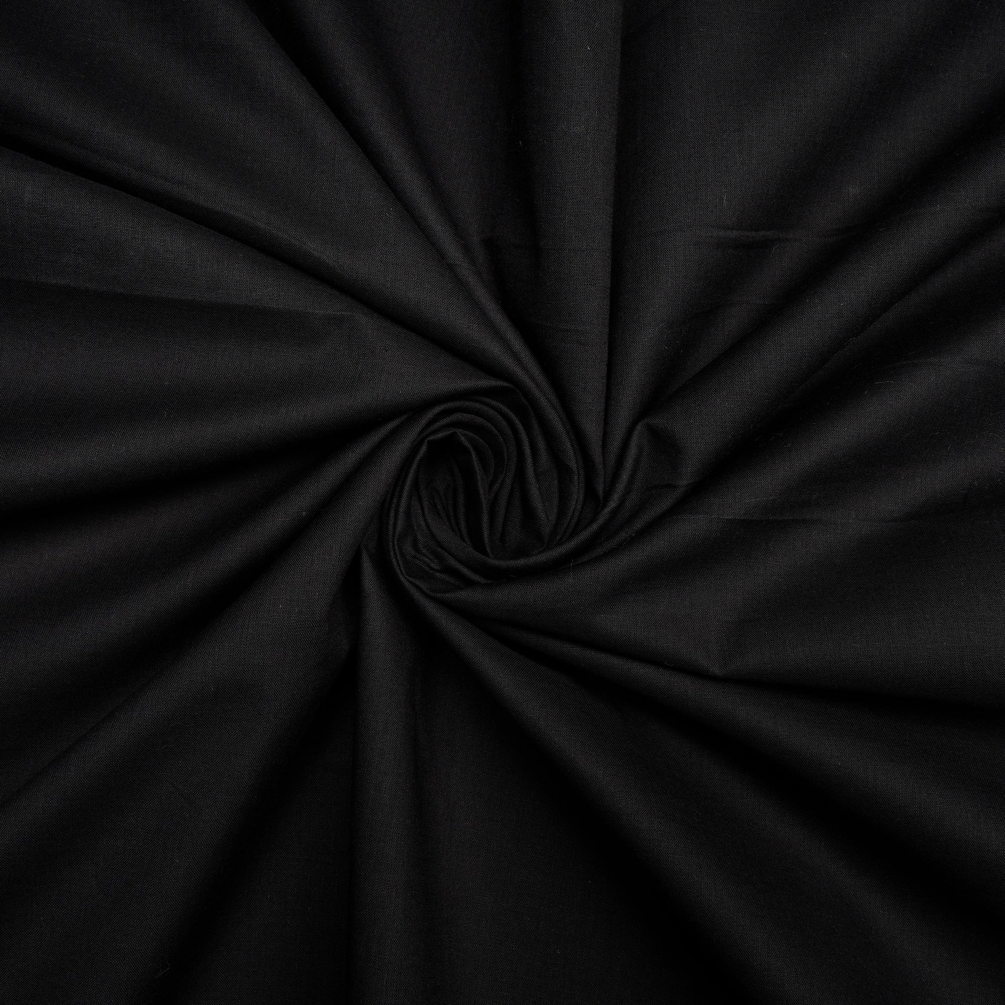 (Pre Cut 1.50 Mtr ) Black Plain Fine Linen Fabric