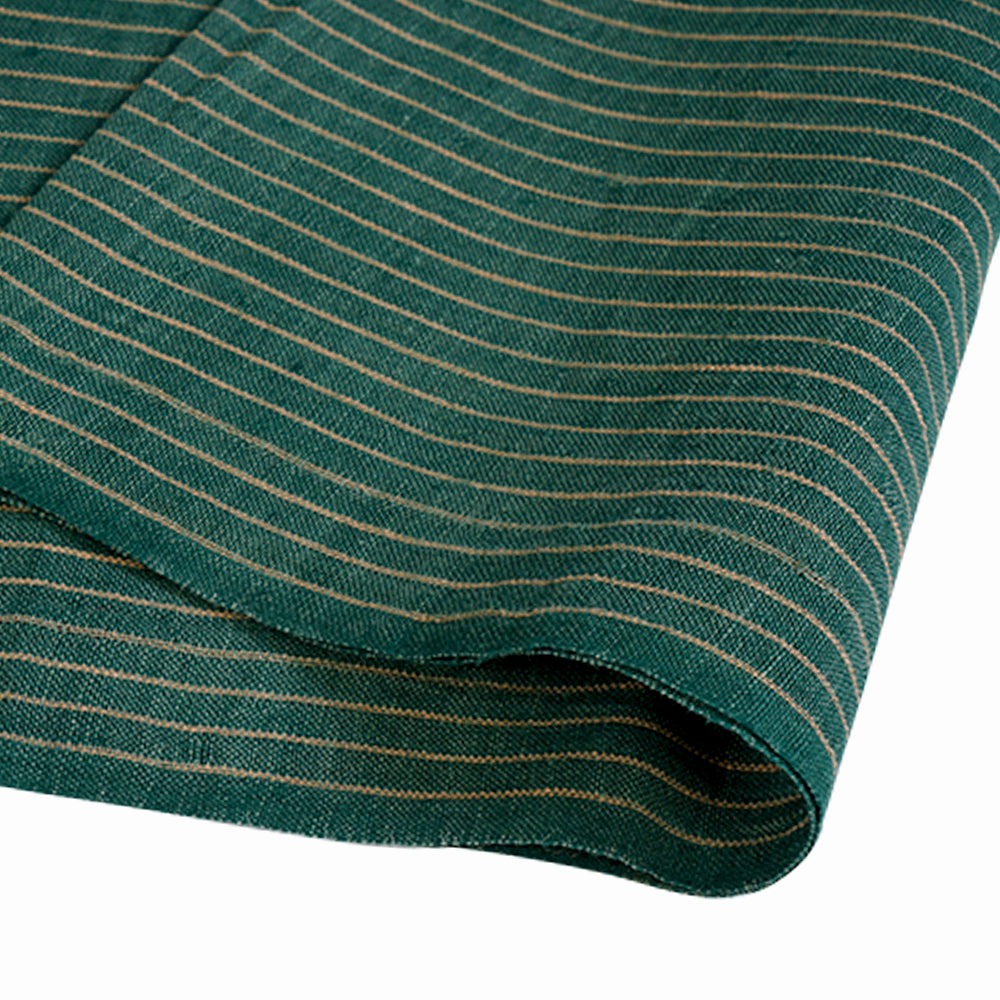 (Pre Cut 2 Mtr Piece) Green Color Yarn Dyed Muslin Cotton Fabric