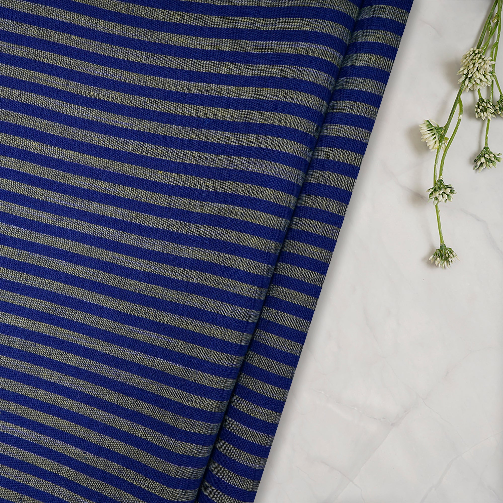 (Pre-Cut 1.60 Mtr) Blue Color Bagru Dabu Printed Modal Fabric