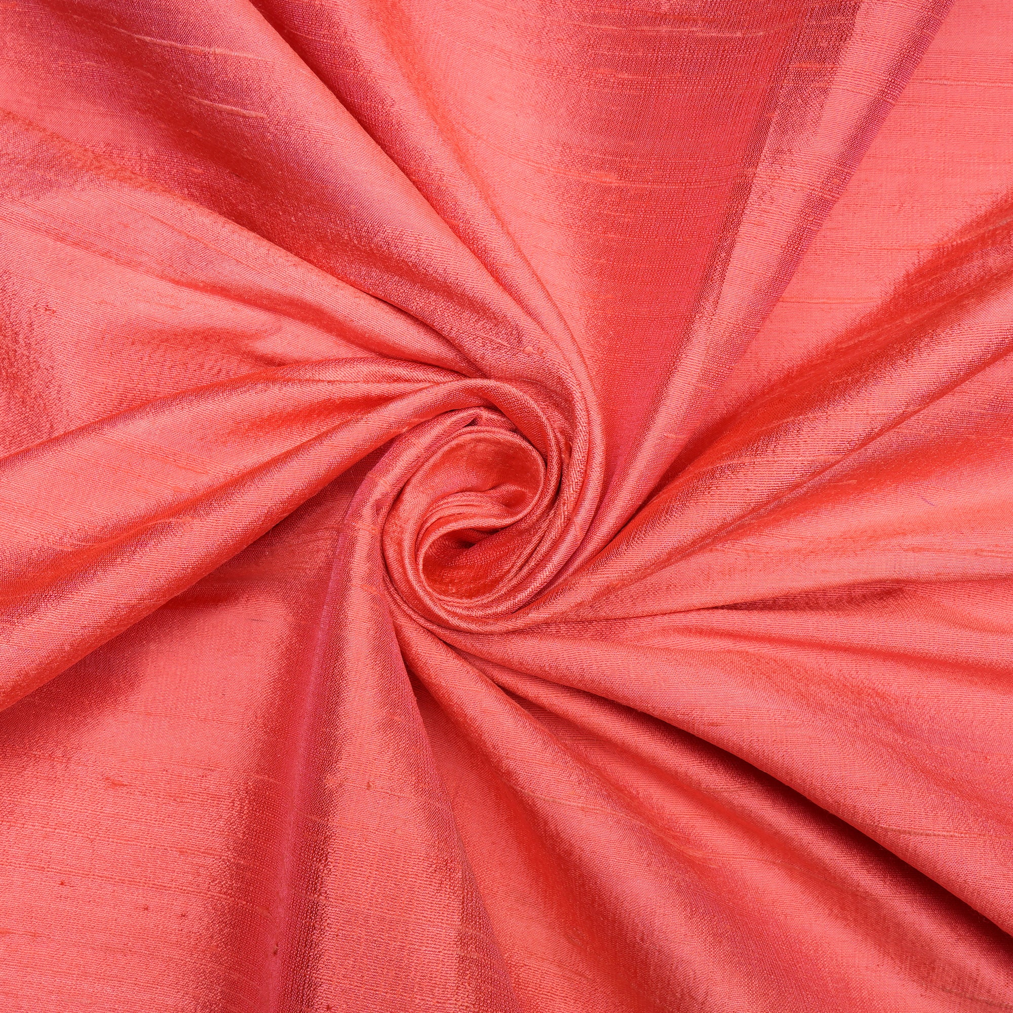 (Pre Cut 1.80 Mtr Piece) Punch Pink Color Dupion Silk Fabric