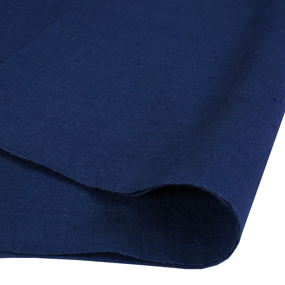(Pre Cut 1.25 Mtr Piece) Navy Blue Color Handwoven Handspun Cotton Muslin Fabric