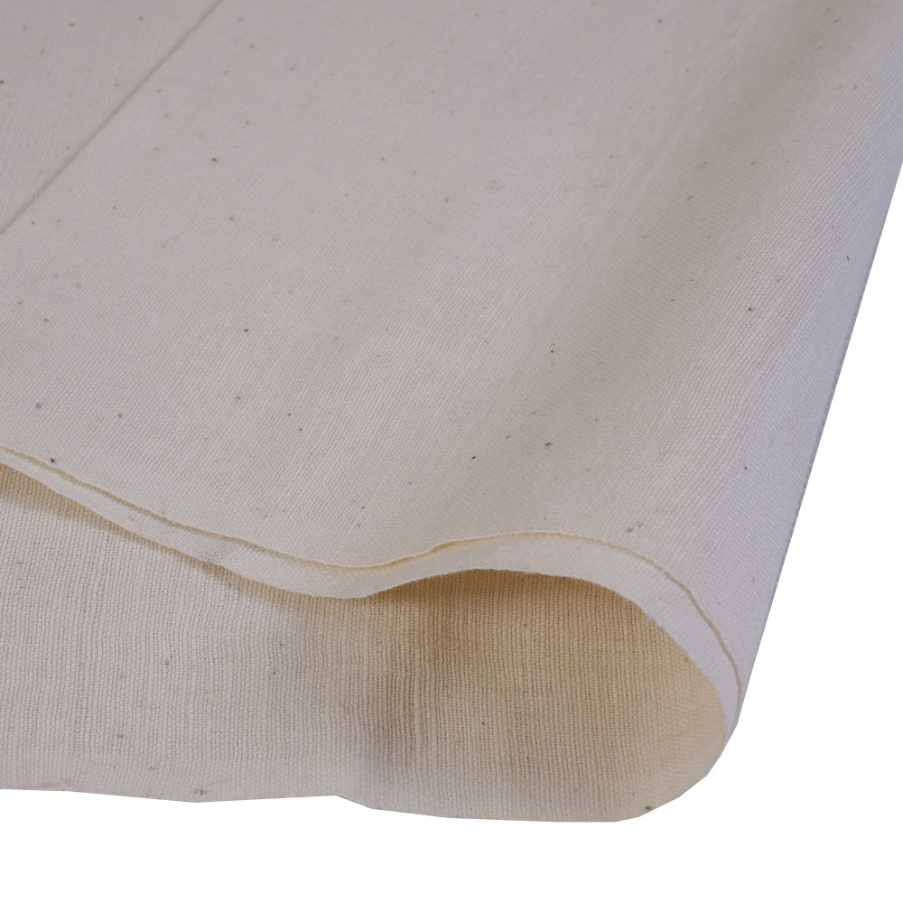 (Pre Cut 1.20 Mtr Piece) Off-White Color Handwoven Handspun Cotton Muslin Fabric