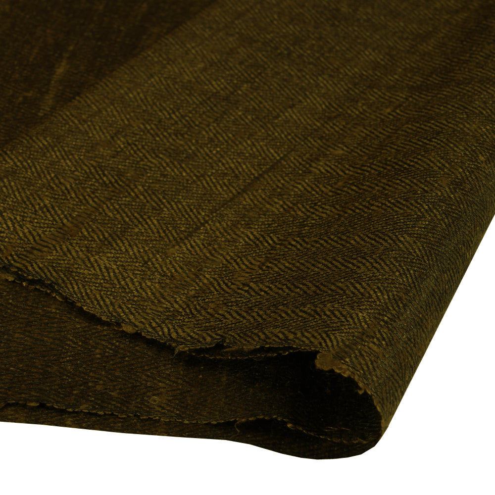 (Pre Cut 1.70 Mtr Piece) Olive Green Color Tussar Matka Fabric