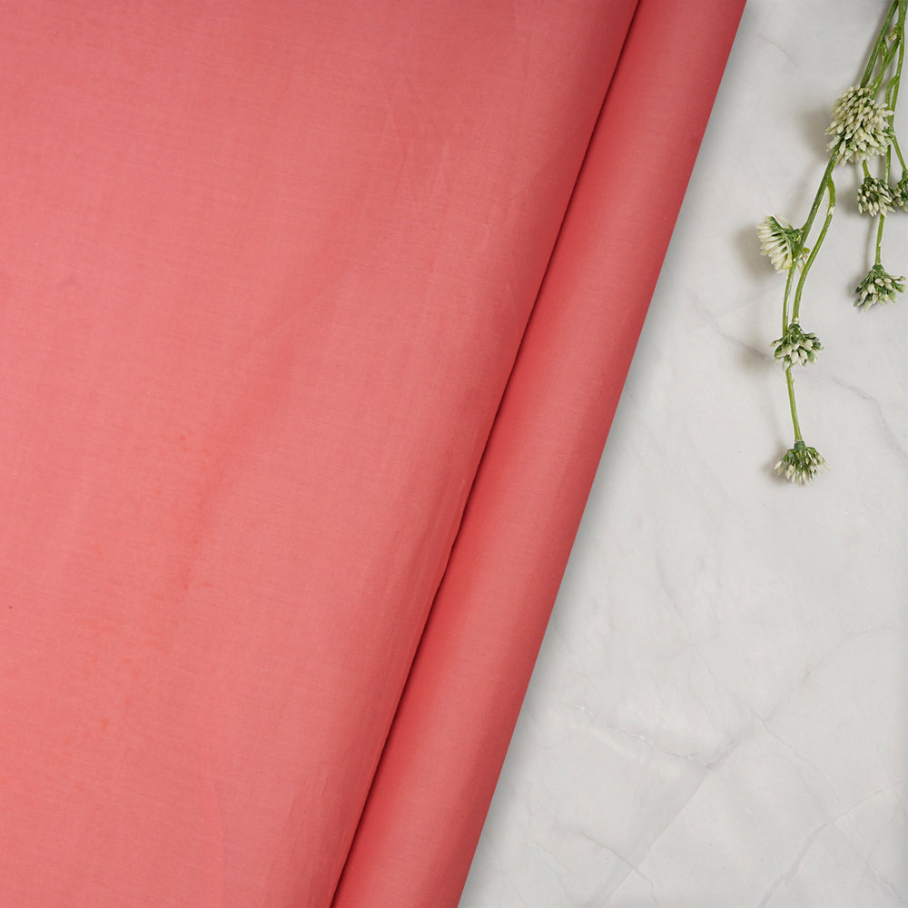 (Pre-Cut 3.00 Mtr) Salmon Pink Color Cotton Lawn Fabric